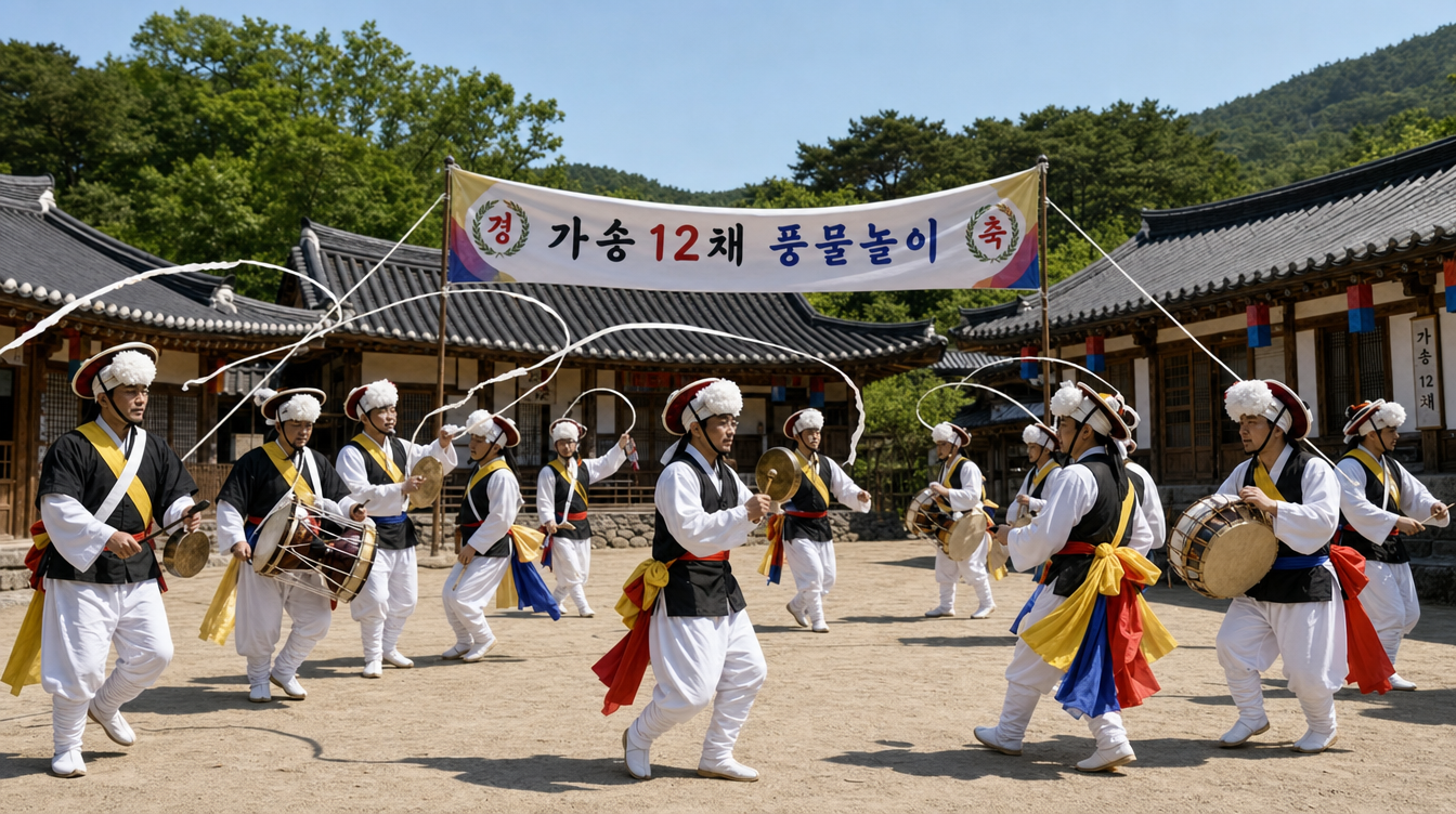 한옥 마당에서 펼쳐지는 상모와 풍물놀이